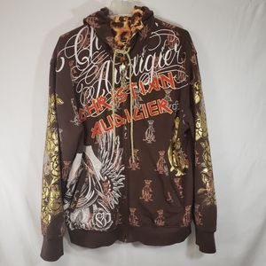 Christopher Audigier rvrsble brown/cheetah hoodie